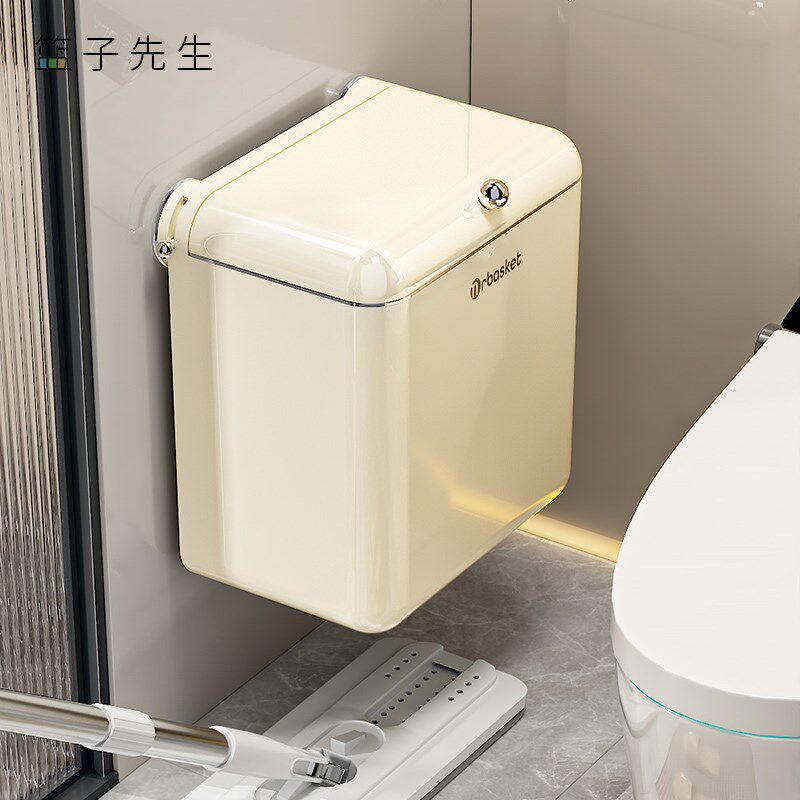 吸盘垃圾桶厕所大容量马桶纸篓夹缝壁挂家用带盖卫生间垃圾篓