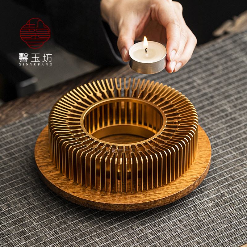 馨玉坊大号重竹合金温茶炉温茶器蜡烛温茶煮茶炉茶具加热底座