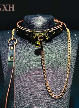 NNH情调颈圈项圈颈套男女che项链真皮小狗uy牵引绳