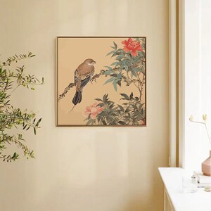 中国风国画花鸟数字油画填涂色手工绘丙烯新中式油彩画