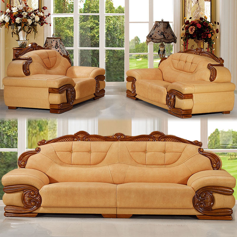 真皮沙发头层牛皮组合三人位欧式贵妃厚皮艺大小户型到家