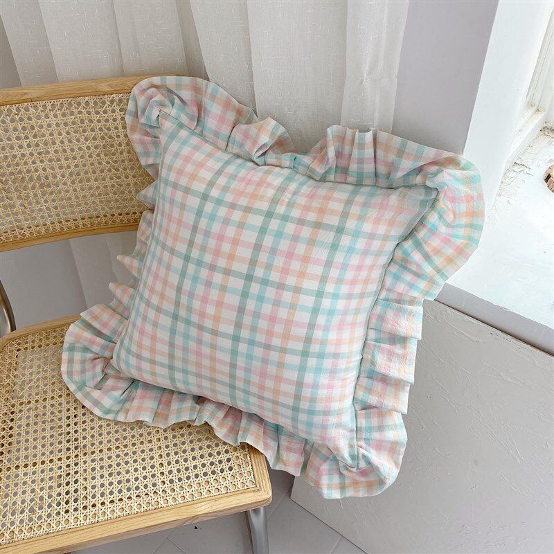 太好康啦!!R韩国格子色织水洗全棉花边抱枕套卧室方靠垫枕定,居家布艺,靠垫/抱枕,淘宝优惠券,粉丝福利购,淘宝优惠卷