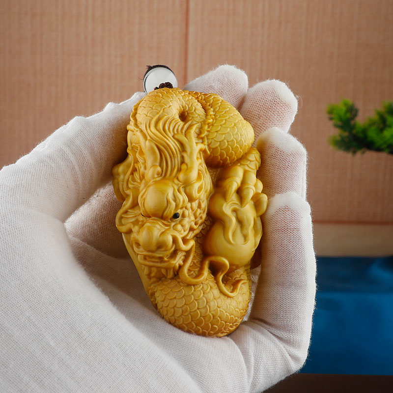 叶黄杨木雕生肖文玩龙手把件男盘玩雕刻工艺品盘龙戏珠