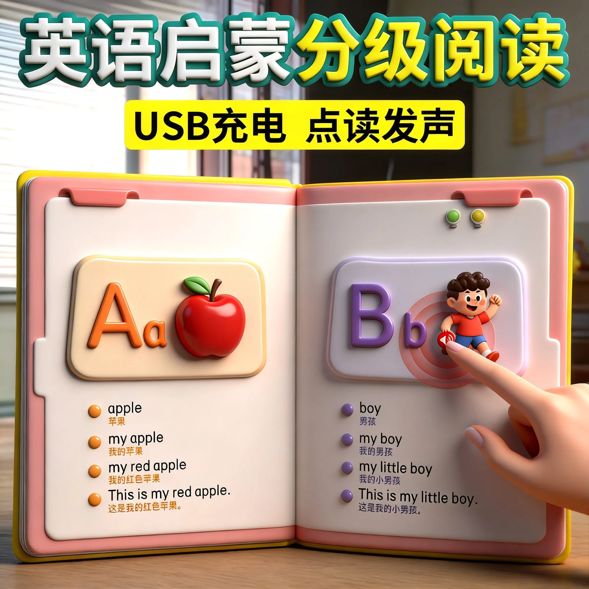 宝宝零基础英语启蒙分级阅读有声书点读发声书儿歌故事语感磨耳朵