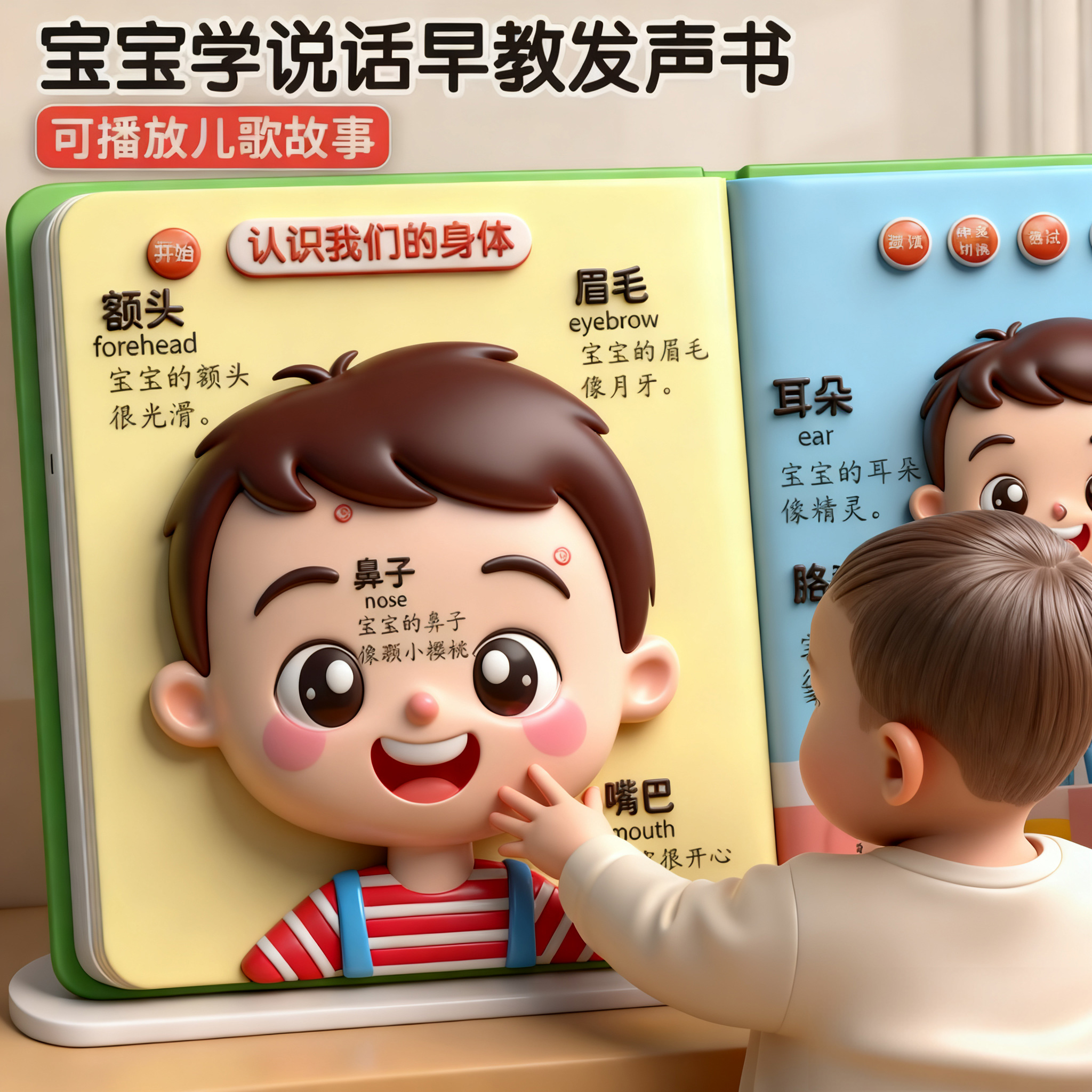 宝宝学说话发声书0-3岁语言启蒙幼儿童玩具会说话的早教有声书机