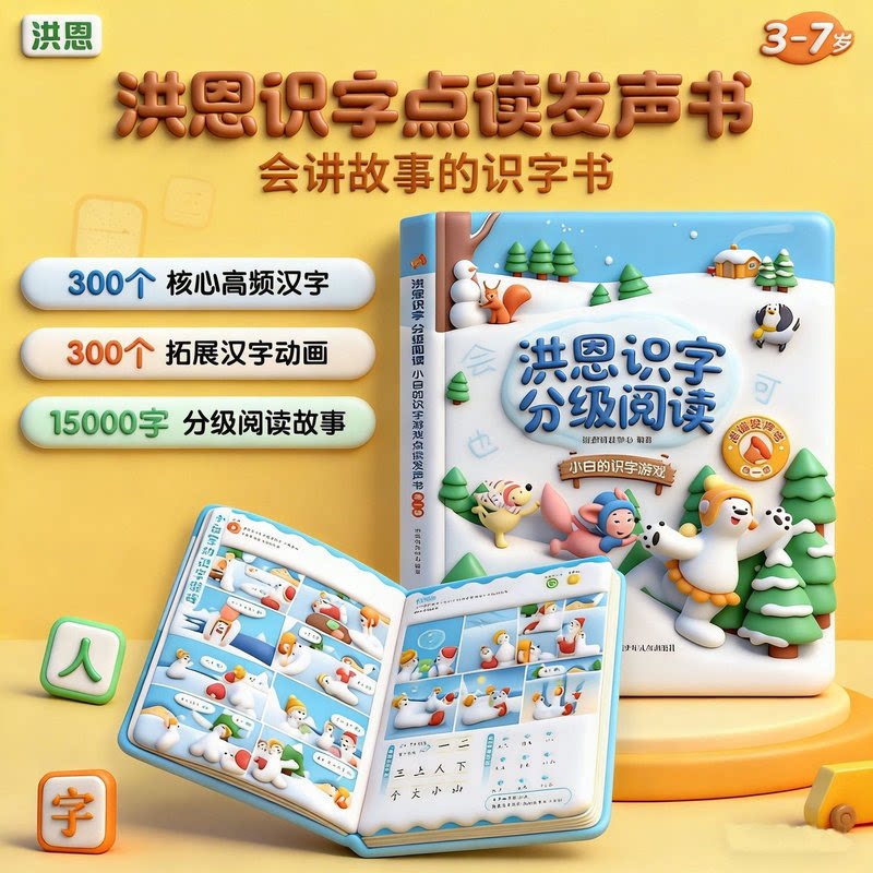 洪恩识字分级阅读点读发声书3-6岁儿童早教启蒙识字有声书籍英语1图片