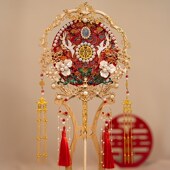 团扇结婚新娘y材料包手工中式 婚礼秀禾服喜扇高级成品双面刺绣