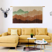 手工染色艺术挂毯 饰风景画挂饰编织壁挂定 沙发床头背景墙装