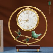 纯铜座钟客厅家用台式 创意时钟艺术钟表竹子石英钟