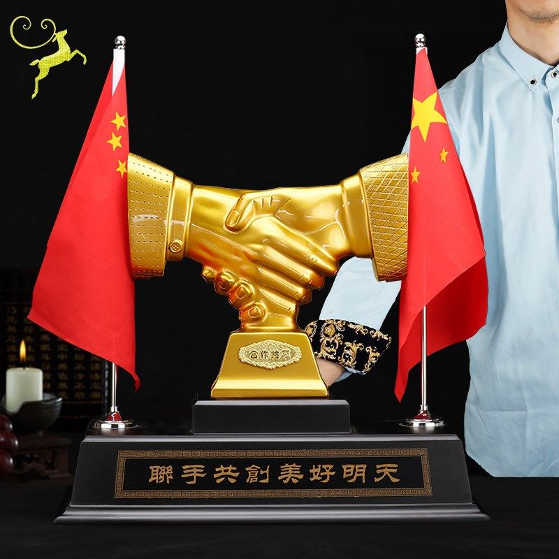 送老板公司室中式装饰握手创意桌面乔迁高档商务开业礼品,家居饰品,桌面摆件,淘宝优惠券,粉丝福利购,淘宝优惠卷