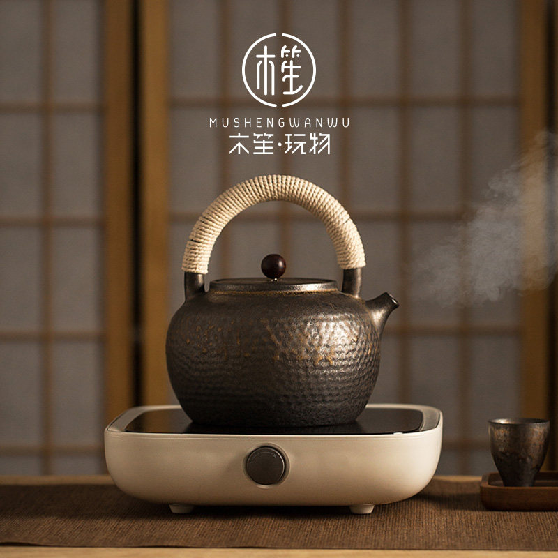木笙玩物复古陶瓷功夫茶烧壶室电陶炉煮茶器日式提梁壶陶土