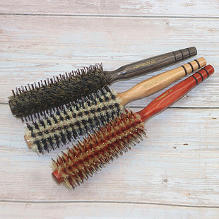 理发店专业猪鬃毛卷发梳造型梳吹直发内扣大卷刘海圆筒滚梳子