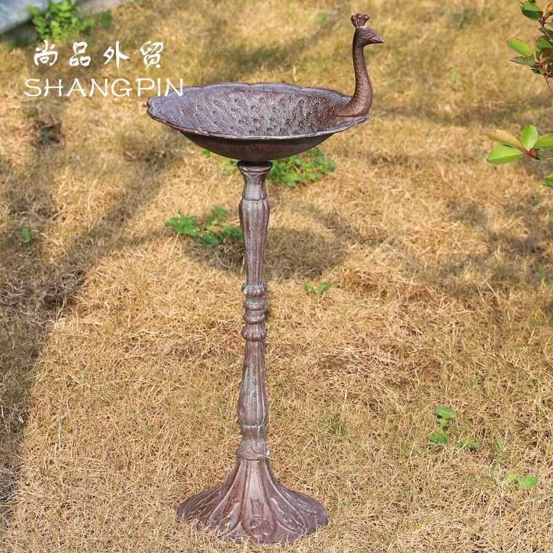 孔雀铸铁喂鸟器多肉花盆花园庭院花托