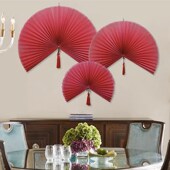 家居软装 饰壁挂工艺扇中式 饰品 饰流苏扇子折扇装 中国风纯色多色装