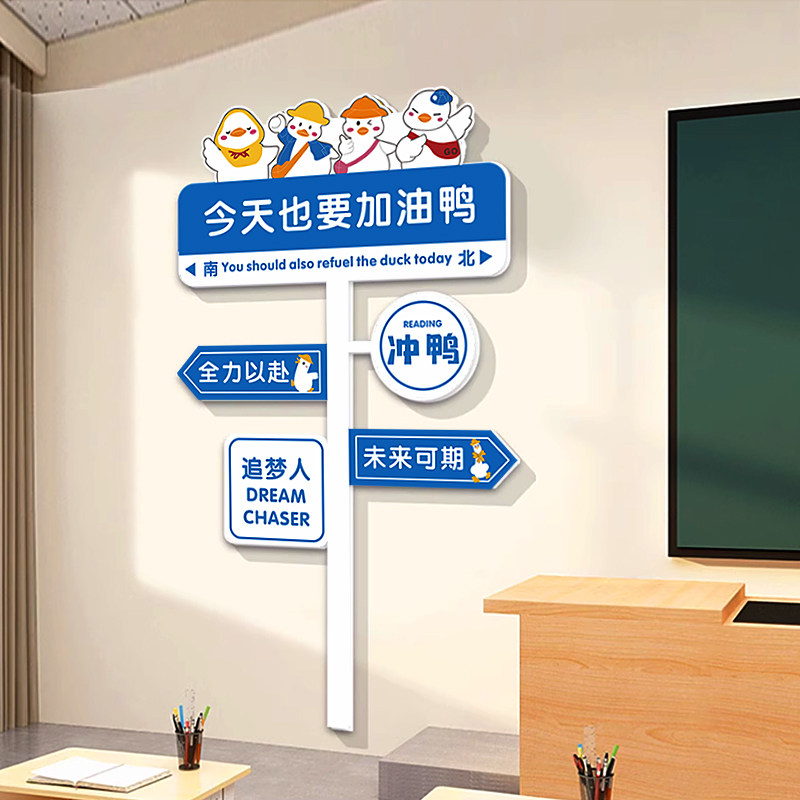 今天也要加油鸭墙贴幼儿园教室环创布置装饰路牌班级文化墙面贴画,家居饰品,文化墙贴,淘宝优惠券,粉丝福利购,淘宝优惠卷