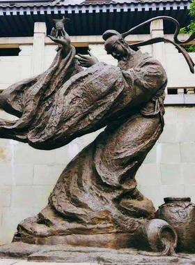 李白黄铜艺术雕像作铸铜玻璃钢景观人物雕塑品定落地青铜