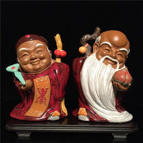 石湾公仔精品福禄寿三星陶瓷玄关摆设新居乔迁品