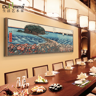 日式长款挂画浮世绘画料理店壁画寿司店挂画居酒屋装饰画巨幅画