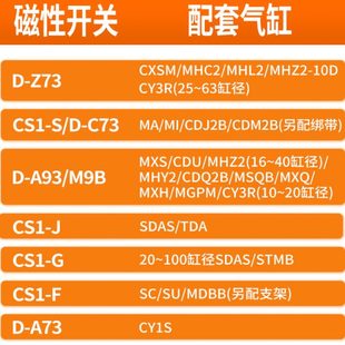 A93 G传感器 Z73 星辰气动气缸磁性开关线感应器D CS1 C73