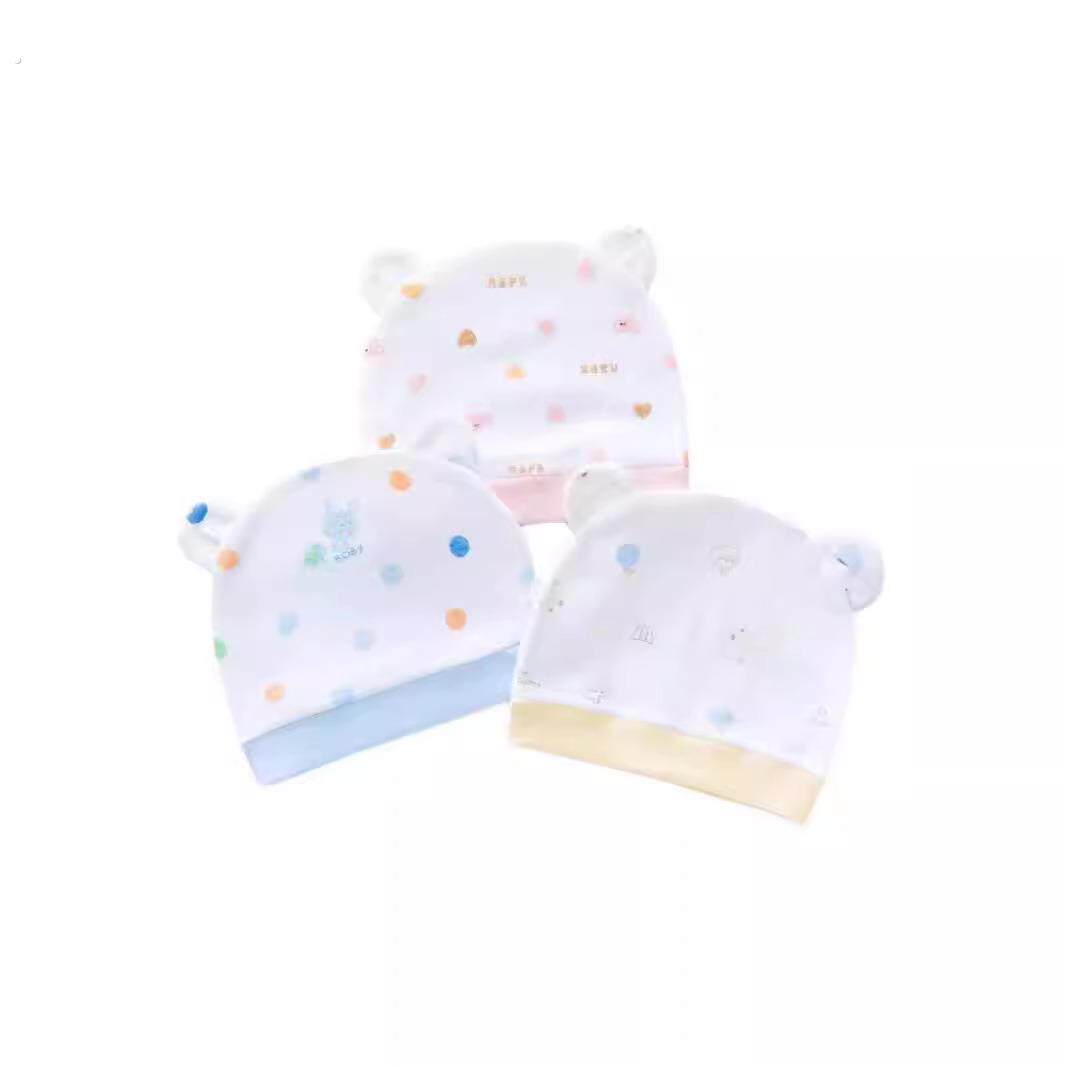 新生儿胎帽单层薄款婴儿帽子纯棉A类0-3个月宝宝子护囟门一件