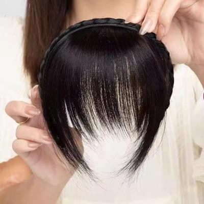 新款辫子发箍刘海一体真发前额头帘鬓角遮白发碎齐刘海假发片