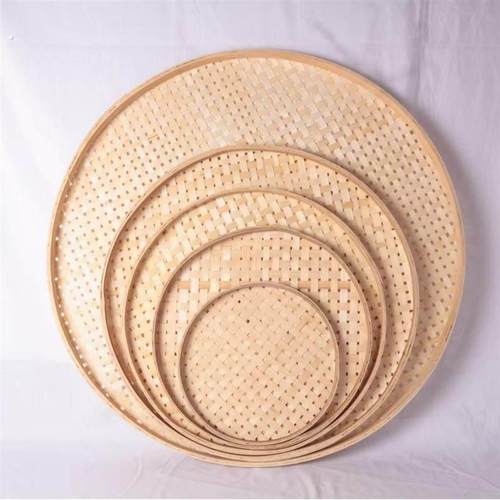 竹编米筛小竹筛子家用粗孔细孔圆簸箕绘画 画晾晒装饰竹制品竹匾