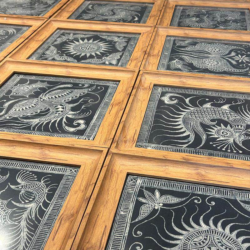 贵州蜡染装饰画框凯里非遗千户苗寨特色工艺品苗族蓝色挂画小礼品