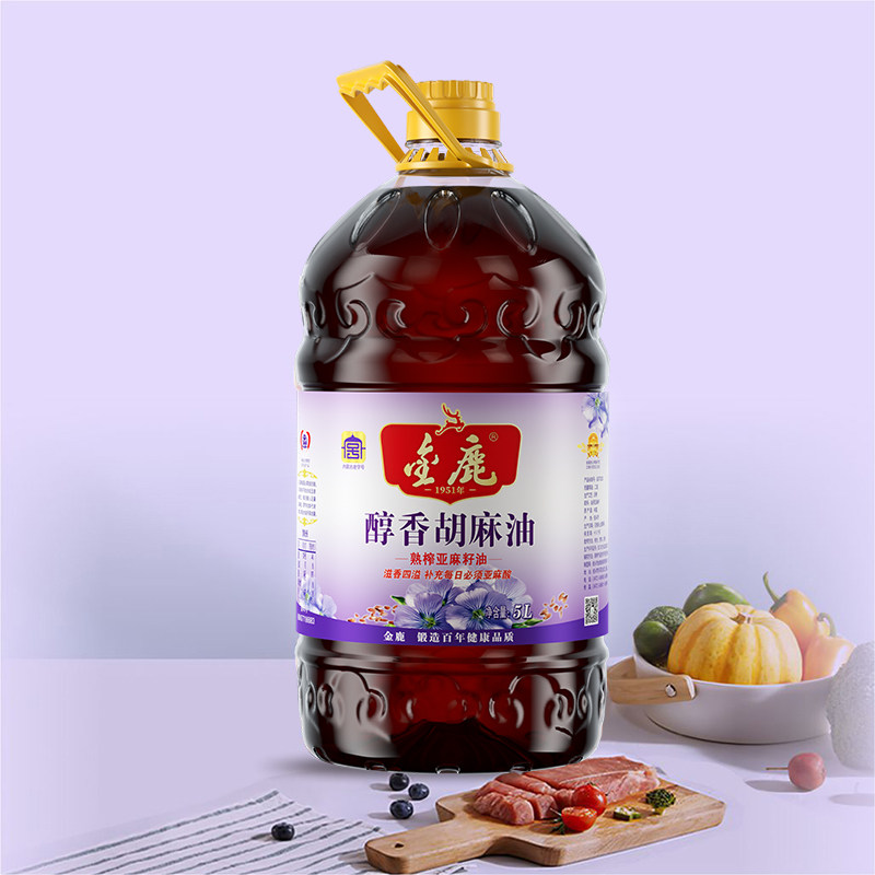 内蒙好物纯胡麻油熟榨正品亚麻籽油5L家用内蒙正宗食用油热榨胡油