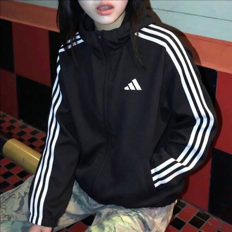 阿迪达斯男女款黑色上衣2026冬季新款衣服官方加绒夹克韩系外套