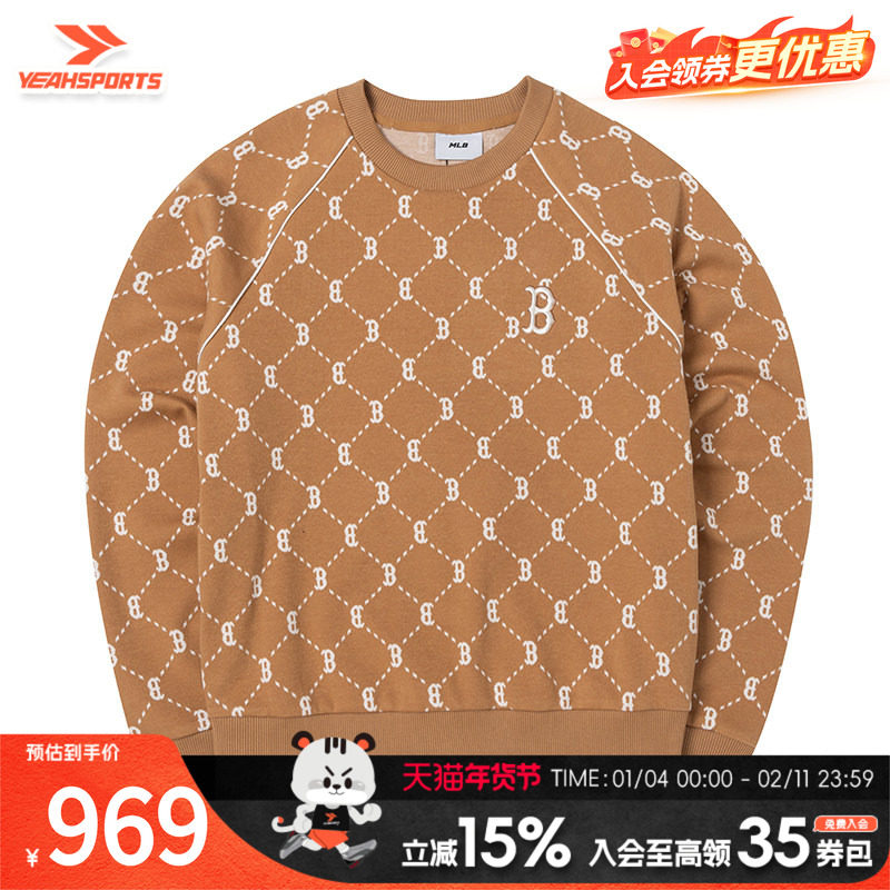 MLB运动卫衣男女同款新款驼色时尚休闲服圆领套头衫3AMTM0144,运动服/休闲服装,运动卫衣/套头衫,淘宝优惠券,粉丝福利购,淘宝优惠卷