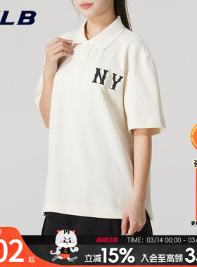 MLB情侣polo衫官方新款运动服时尚潮流短袖t恤女棒球风3APQB0353