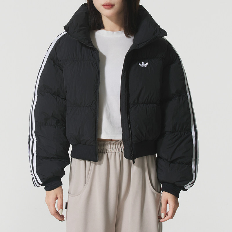 耶运动阿迪达斯adidas 羽绒服女装 冬季新款加厚保暖短款连帽面
