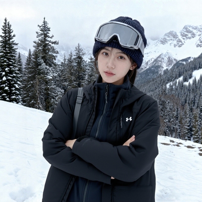 安德玛外套女装官方正品秋冬户外健身跑步黑色三合一夹克冲锋上衣