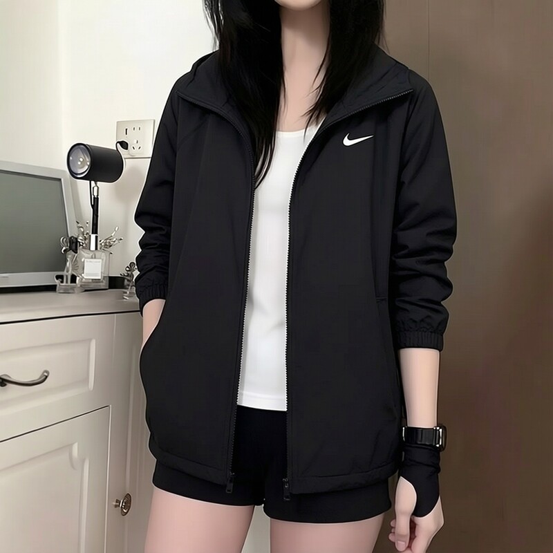 耶运动耐克速干外套男女款秋季跑步健身长袖运动服黑色透气夹克