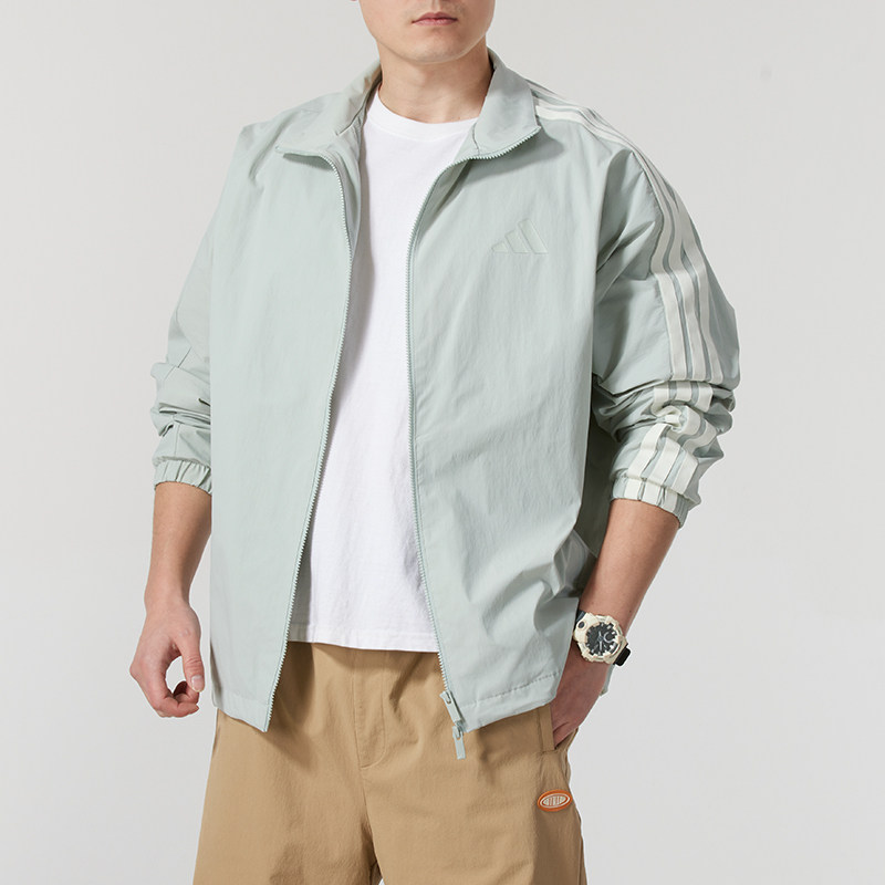 adidas阿迪达斯针织夹克男装2025春季新款立领运动休闲外套JL60