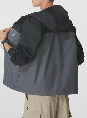 安德玛外套男装2026新款运动服健身训练跑步梭织连帽夹克 13818