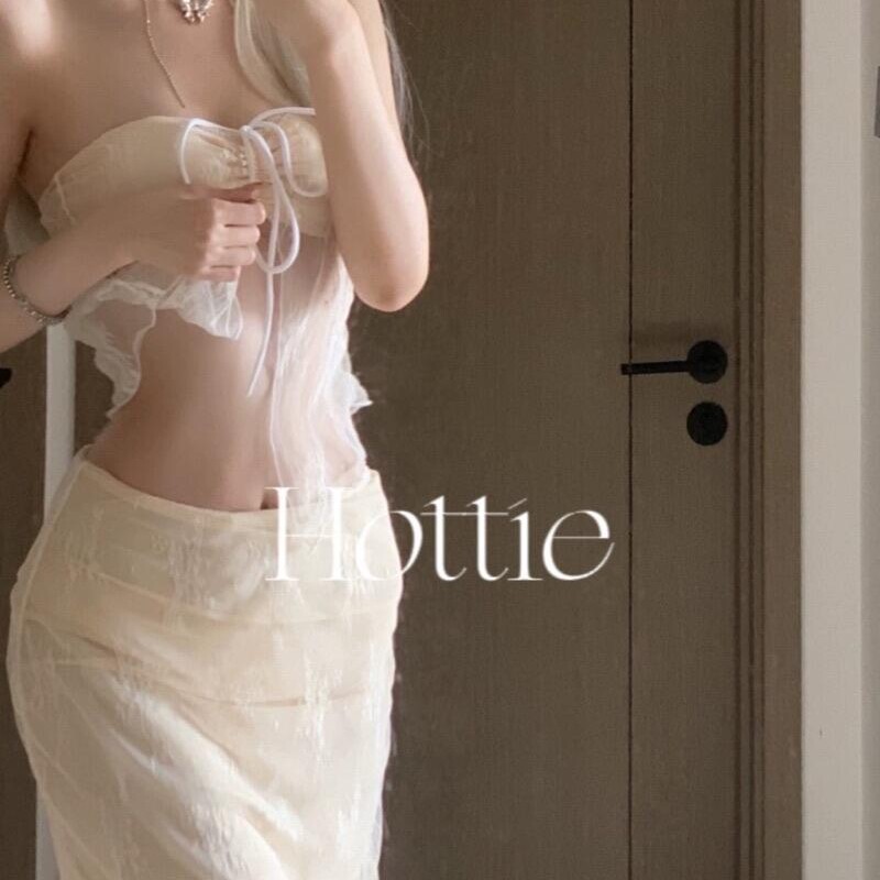 【纯欲密码】温柔蕾丝抹胸bikini沙滩度假长裙分体泳衣三件套女款