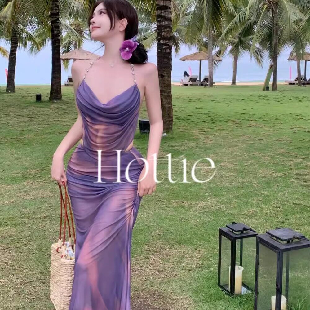 【紫罗兰】性感女神御姐范bikini三件套长裙沙滩温泉度假分体泳衣