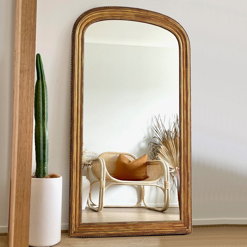 欧式复古全身镜落地镜子法式古典家用挂墙式穿衣镜雕花做旧试衣镜