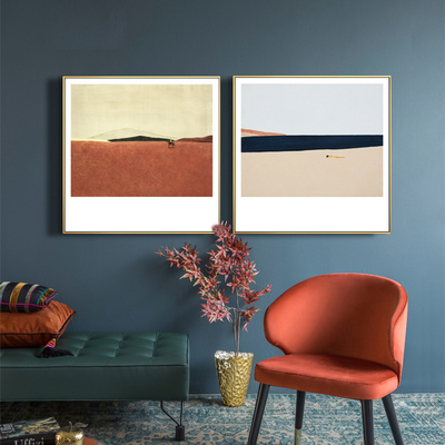 萨拉路吉抽象装饰画现代风景画远山沙漠插画橙色挂画小众客厅壁画