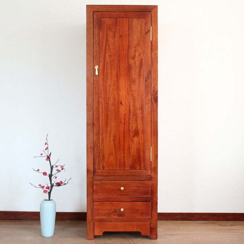 新中式香樟木单门衣柜现代简约实木儿童衣橱小户型卧室储物收纳柜