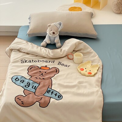 夏季薄款0支天丝儿童夏凉被冰丝夏被幼儿园宝宝空调被可水洗