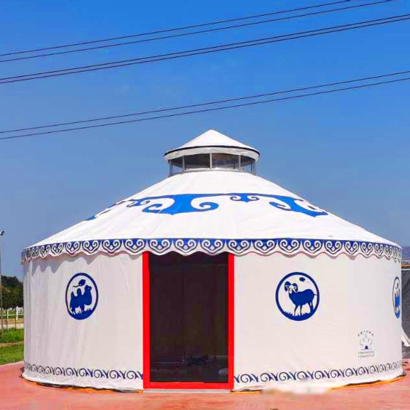 奥松板雕刻蒙古包草原旅游住宿户外餐饮防雨抗风帐篷可移动