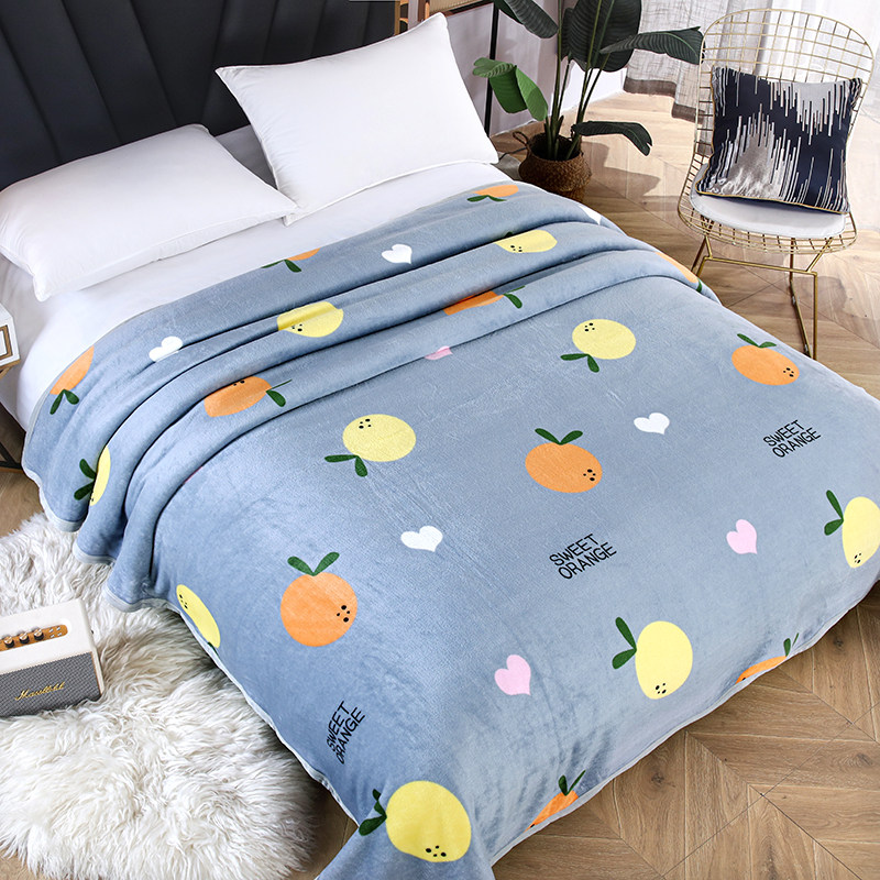 冬季法兰绒毛毯双面绒午睡空调盖毯单双人铺床加绒床单珊瑚绒毯子