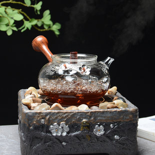 镶锡耐高温电陶炉煮茶器茶具 侧把玻璃煮茶壶高档功夫茶壶单壶个性
