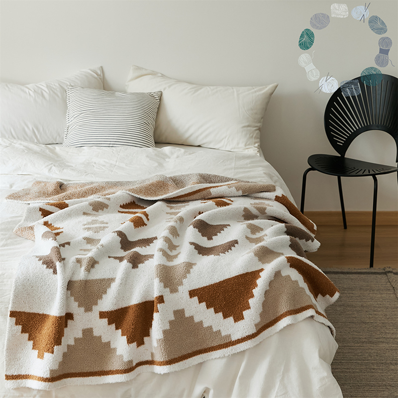 几何元素 针织盖毯 毯子 沙发装饰F毯床尾搭毯 超柔软软绵绵午睡