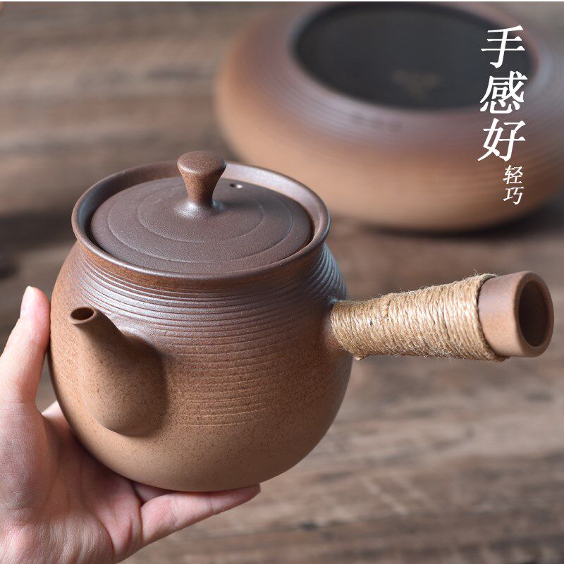 原矿陶瓷烧壶煮茶器侧把煮茶壶老白茶口壶碳炉围炉煮茶电陶炉