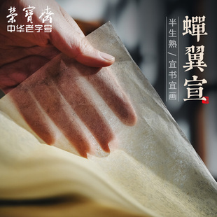 荣宝斋古法蝉翼皮纸熟宣褚皮纸手工仿古色宣纸抄经楷书行书草书小