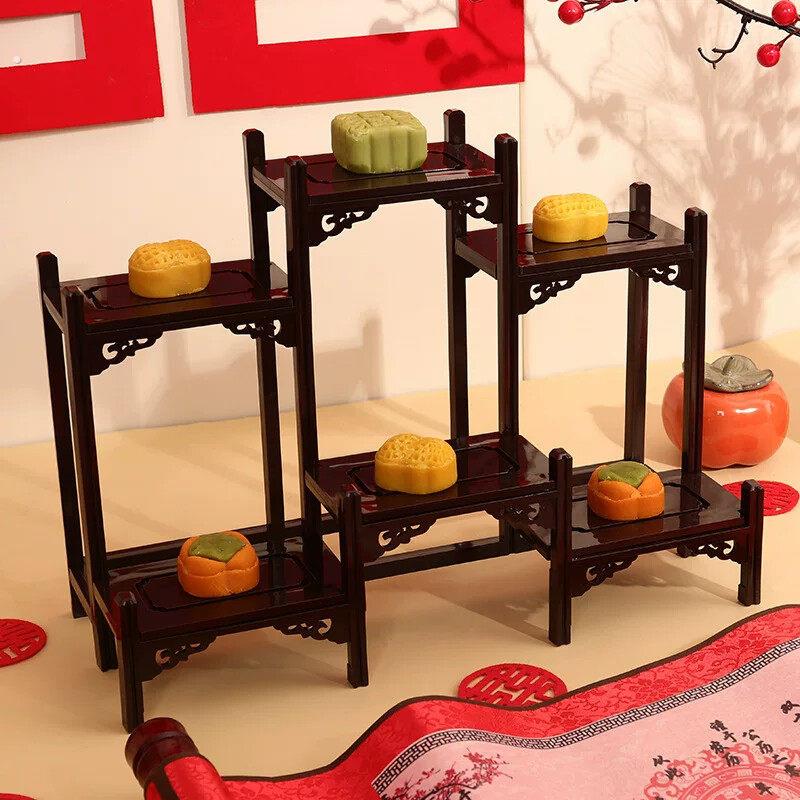 中式甜品台摆件婚庆装饰订婚点心糕点展示架多层婚庆道具木质