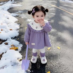罩衣女宝宝外穿洋气冬女童羽绒服防脏围裙罩衫 儿童吃饭围兜反穿衣